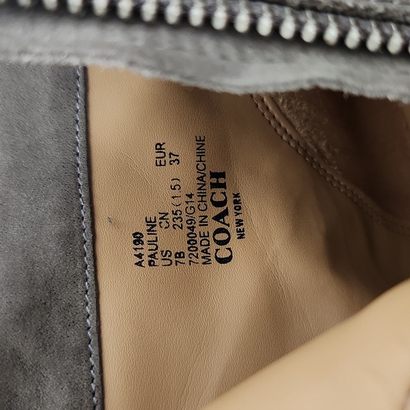 Coach Pauline ankle booties heeled taupe gray brown leather Size 7 - Picture 15 of 15